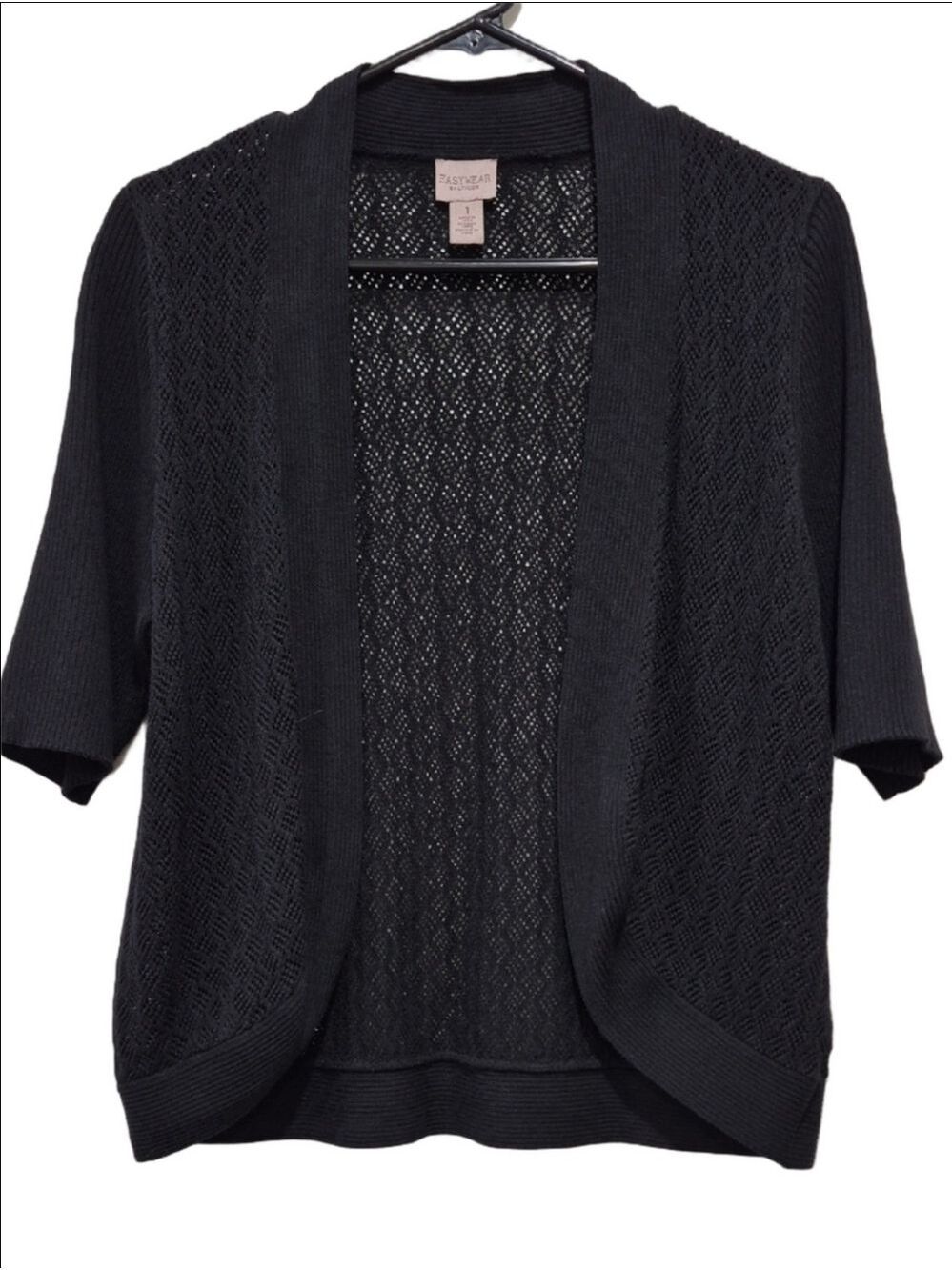 Chico's Black Open-Front Short-Sleeve Cardigan